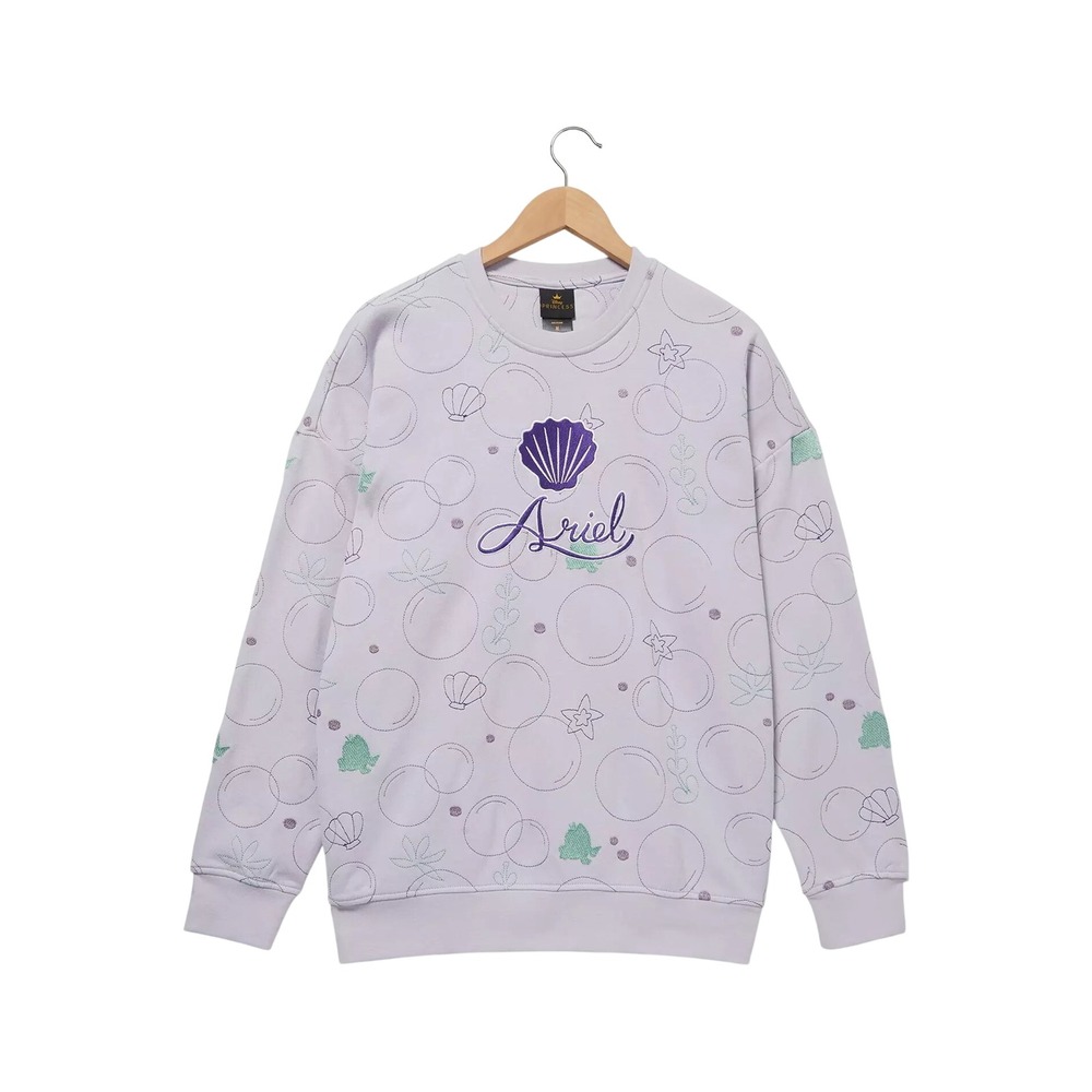 518. Disney Princess The Little Mermaid Ariel Topographic Shell Crewneck BL. SM